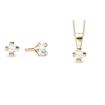 8 kt guld smykkesæt, Mary serien by Aagaard med ialt 0,30 ct labgrown diamanter